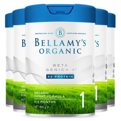 【新西兰直邮】BELLAMY'S贝拉米白金版有机A2婴儿配方奶粉1段800g(0-6个月) 6罐装